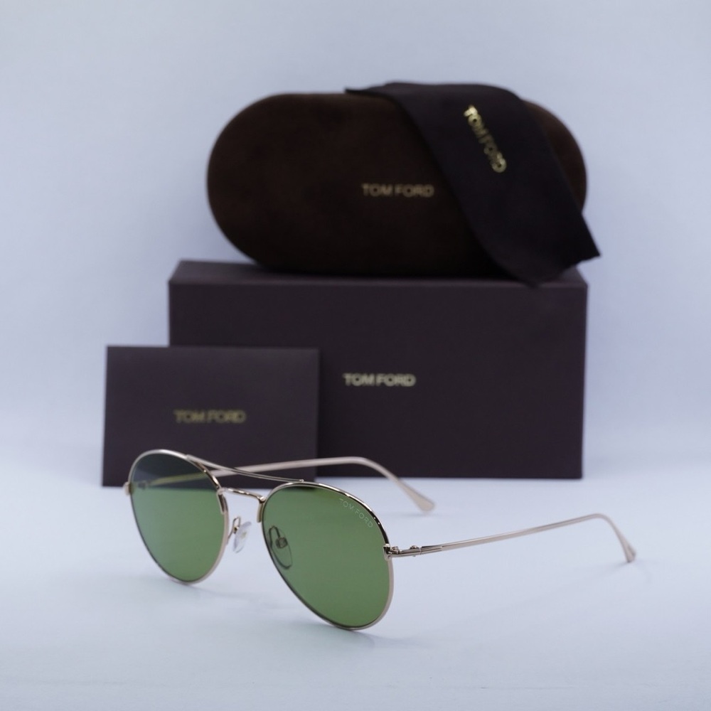 Tom Ford Aviator Sunglasses with Gold Frame and Green Lenses